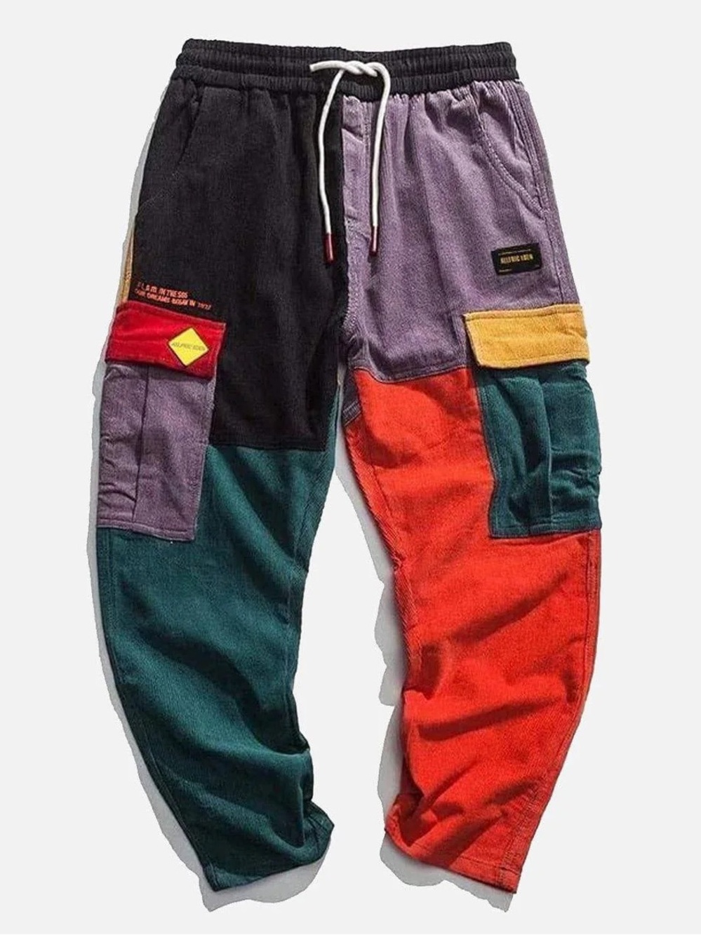 Aelfric Eden Back to 90s Patchwork Color Block Corduroy Pants Medium Retro Skate - Picture 3 of 10